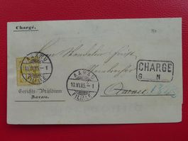 1885, Gerichts-Vorladung von AARAU, mit 63A sehr sauber !