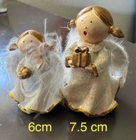 2 Engel-Figuren, Vintage-Stil, mit Geschenk, Deko, 6-7.5cm