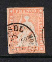 1857, 20 Rp. Strubel Nr. 25D gelblichorange