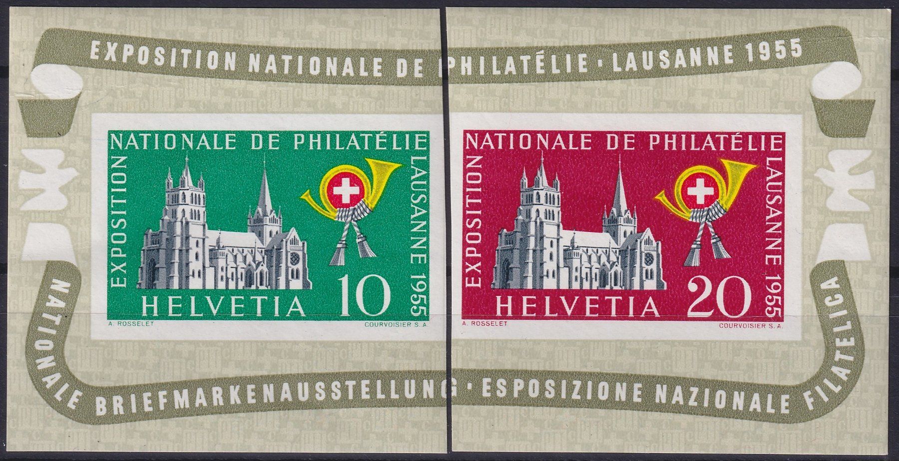 Tutti i francobolli: 1955, W33+W34 Block-Ausschnitt postfrisch **. Kat: 60.- – Usato da Sursee venduto da Luzernerraute