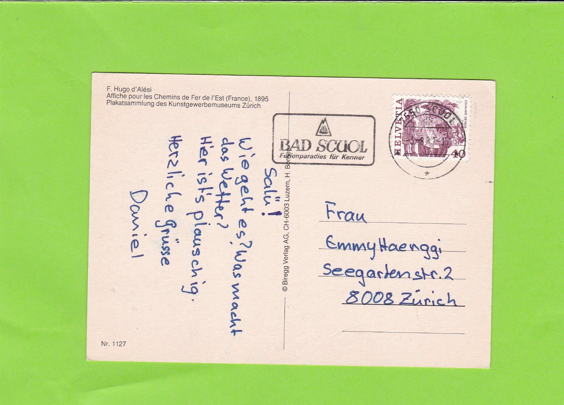 Cartoline postali: Plakat Engadin – Usato da St. Peterzell venduto da neckertal 1