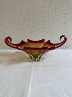 Vintage Murano Stil Glas Schale mit geschwungenen Henkeln