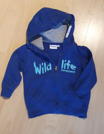 Kapuzenjacke blau, Sweatshirt-Stoff Gr 74/80, 100% Baumwolle
