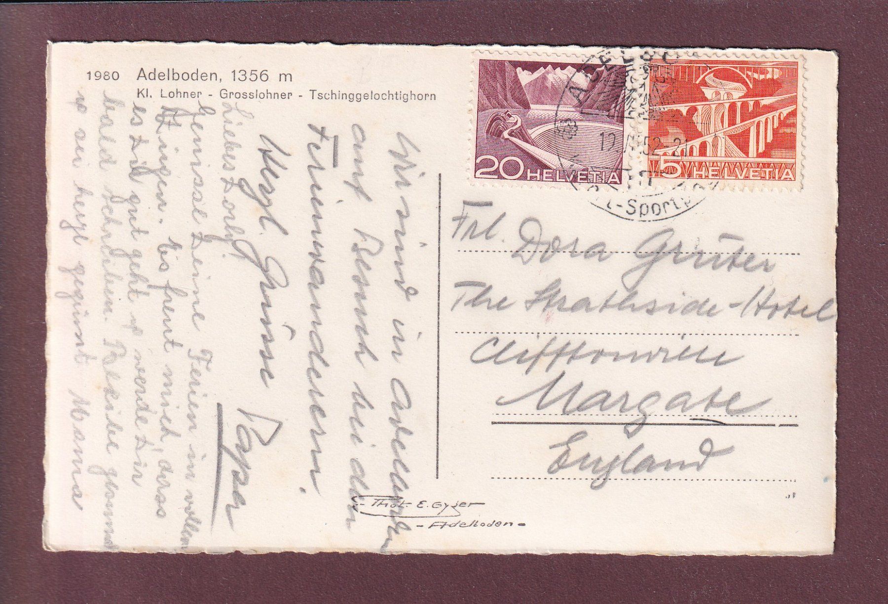 Cartoline postali: ADELBODEN - 1952 – Usato da Pully venduto da nicecards 1