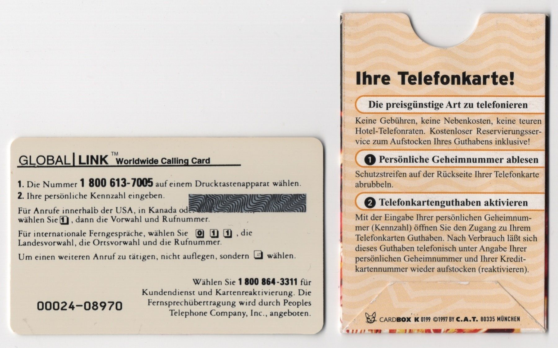 Telefon- & Taxkarten: seltene Global Link Telefonkarte mit passender CardBox – Gebraucht aus Eglisau von Chperfins 1