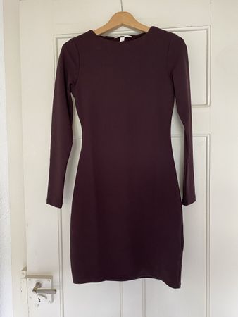 Bordeaux rotes langärmliges Kleid, rückenfrei, Gr. S, H&M