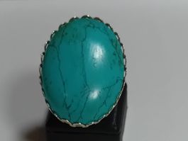 ring antiksilber oval mit türkis