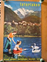 seltenes Originalplakat für den Schweizer Kurort Interlaken