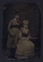 Fotografie Ferrotypie zwei junge Damen i