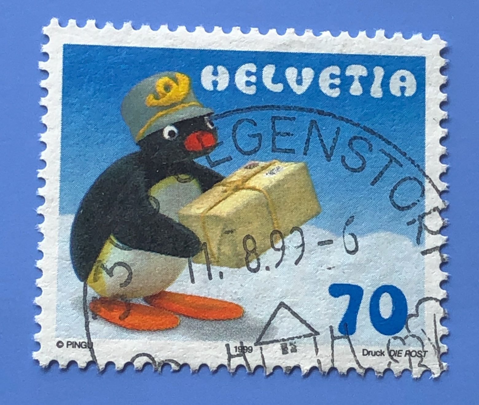 Alle Briefmarken: Nr.964 Klein-Pingu GESTEMPELT Sonderpostmarken 1999 – Gebraucht aus Aarau von Billa007