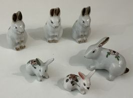 Lot de 6 lapins fleuri