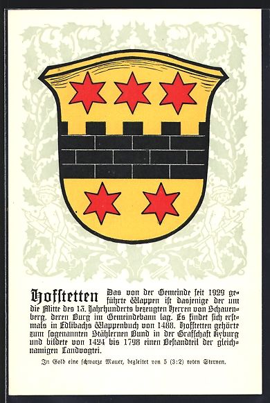 Cartoline postali: Hoffstetten /ZH, Wappen der Gemeinde mit – Usato da Berlin venduto da bartko-reher
