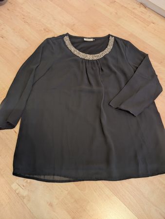 Bluse Only dunkelblau mit Perlenkragrn Grösse 36