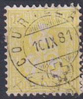 Sitzende Helvetia 15, gelb, V-O , SBK 60.-