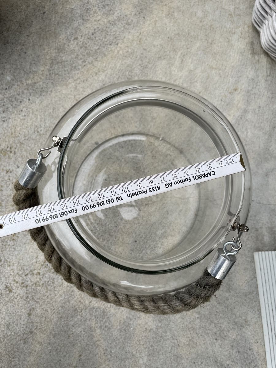 Tutte le decorazioni: Windlicht aus Glas mit Seilgriff  – Usato da Niederbüren venduto da Poschti_19 3