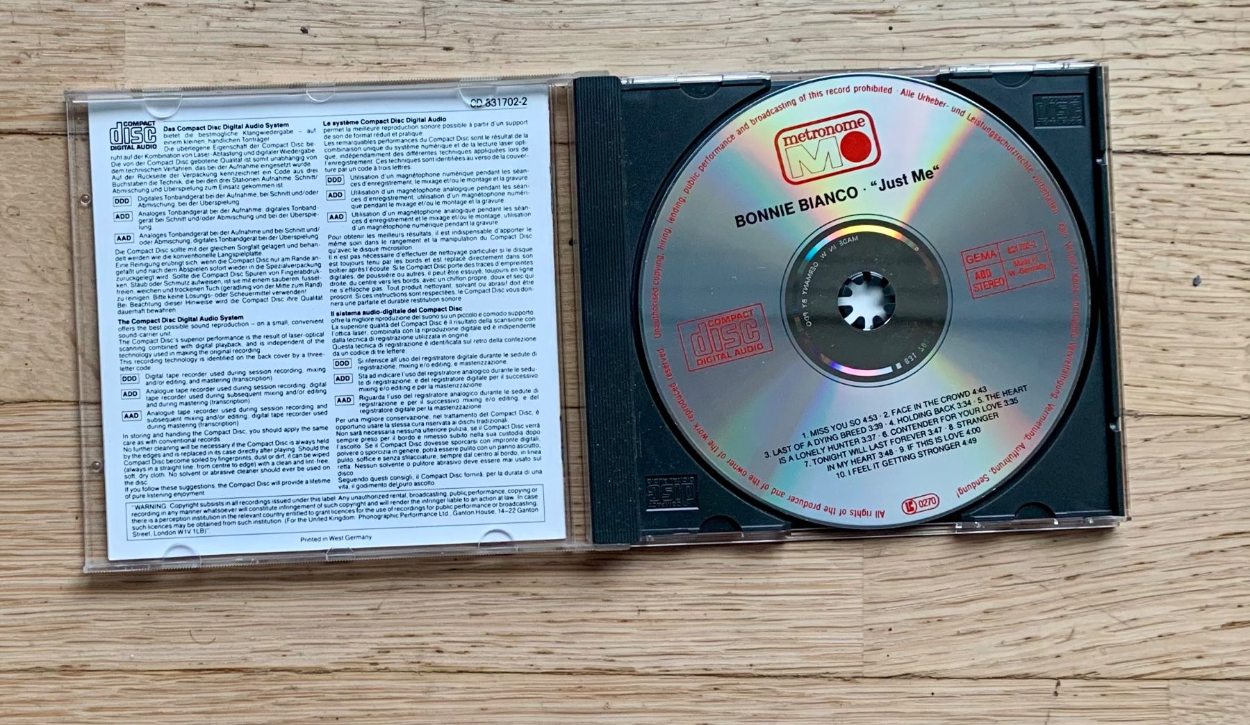 CD: Bonnie Bianco Just me – Usato da Zürich venduto da Fieber 1