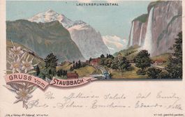 Lauterbrunnen  BE   mit Staubbach      um 1 8 9 3