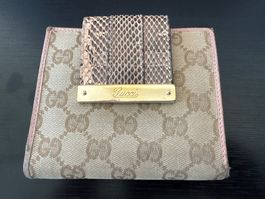 Vintage Gucci Pink Guccissima Canvas and Python Portemonnaie