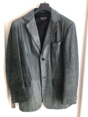 Leder Veston Stahlblau von Lepore Grösse 54
