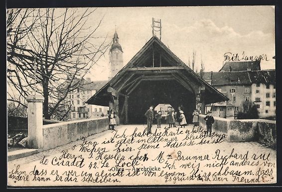 Cartoline postali: AK Olten, Alte Aarebrücke, 1905 – Usato da Berlin venduto da bartko-reher