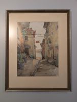 Aquarell 24x32cm mit silbernem Rahmen, "Altstadt"