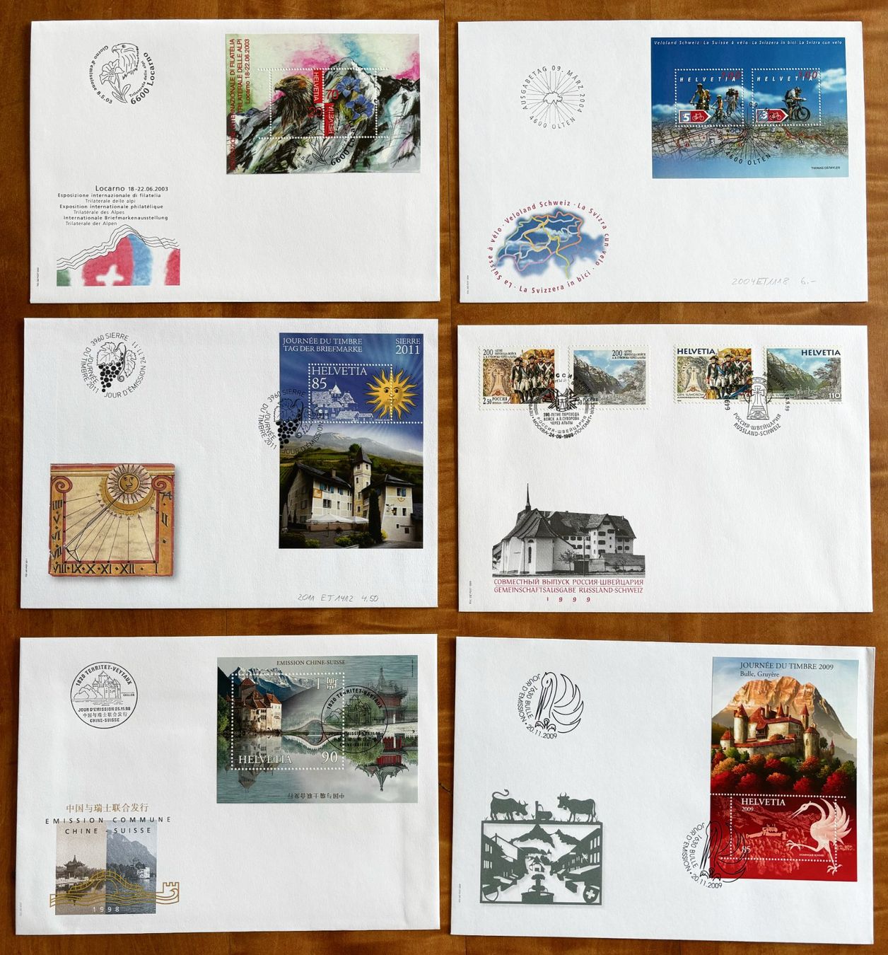 Alle Briefmarken: 1998 - 2011, 6 FDC's auf grossformatigen Briefen – Neu (gemäss Beschreibung) aus Nuglar von Stamp88