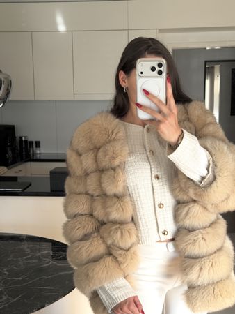 Helle beige Pelzjacke 4-in1 Gr.M