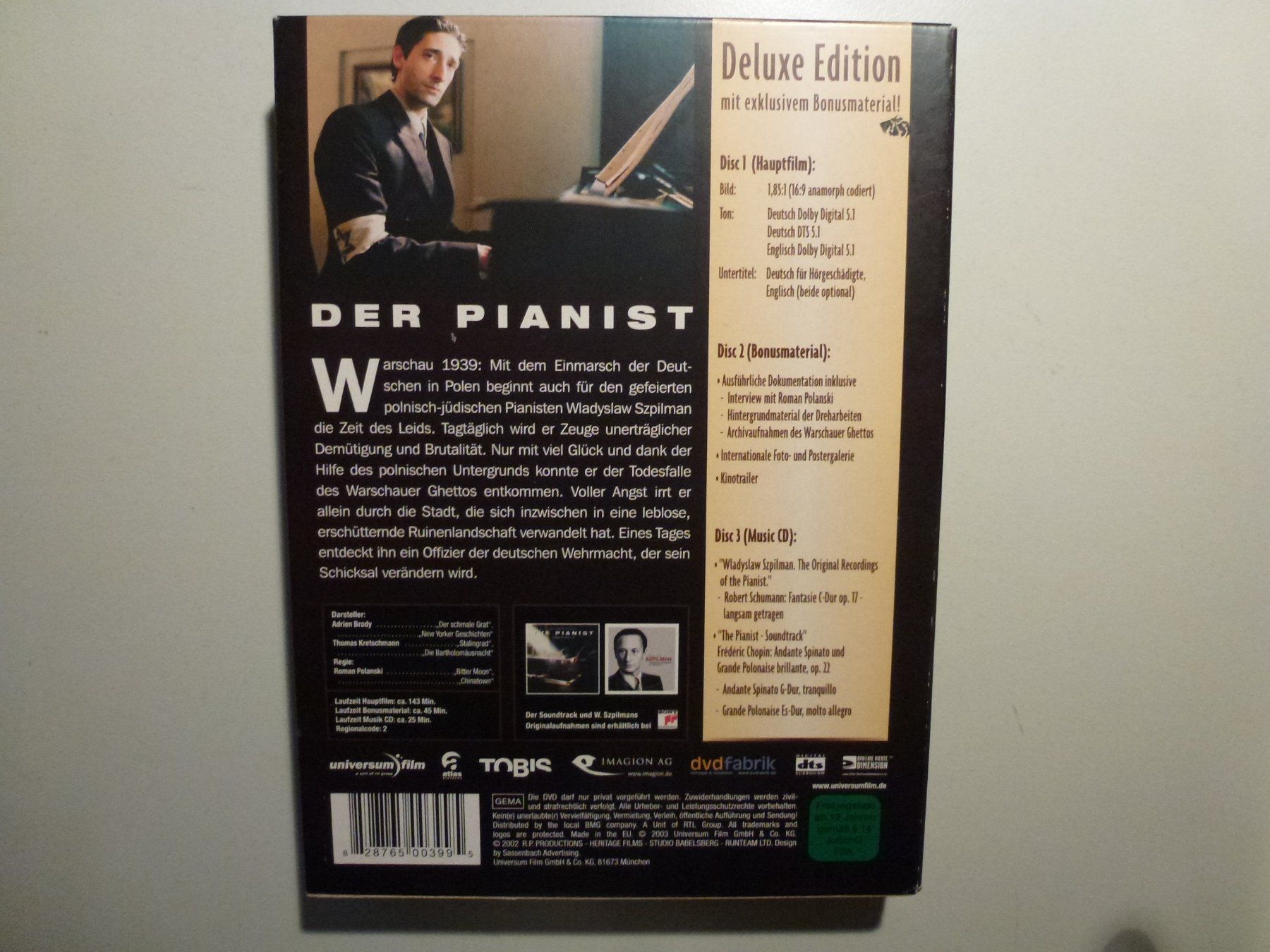 Tutti i DVDs: Der Pianist (Deluxe Edition 2 DVDs + CD) – Usato da Bern venduto da Frebo 1