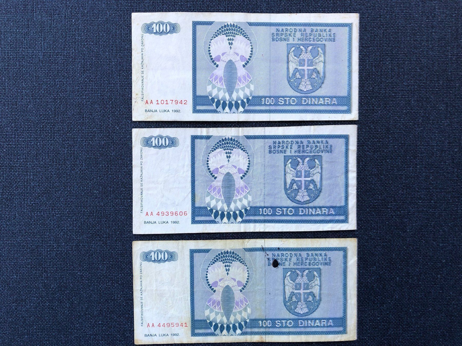 Banconote: Banja Luka 1992 - Republika Srpska Dinar – Usato da Pfäffikon SZ venduto da Sieben77 2