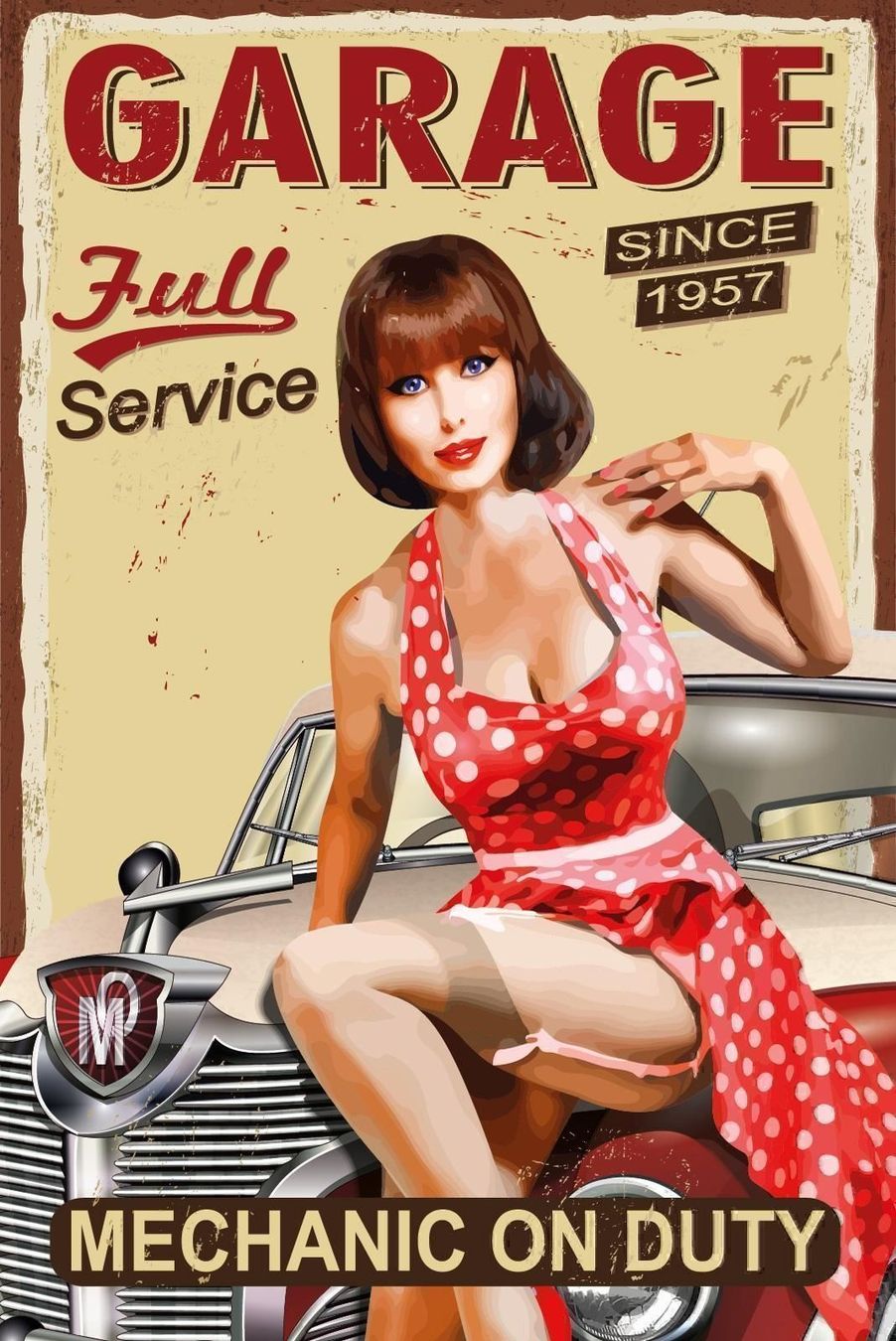 Insegne: Blechschild-GARAGE FULL SERVICE SINC1957 – Nuovo e nell'imballaggio originale da Rupperswil venduto da big-one-sale