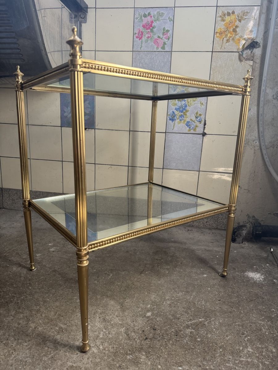 Comodini: 2 Antike Beistelltisch Messing Glas Retro 60er – Usato da Zürich venduto da sophmuell
