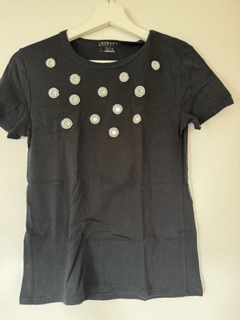 Schwarzes Sisley T-Shirt mit Pailletten, Grösse S