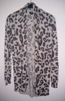 Feinstrickjacke, Beigegrau Leoprint, Gr. S * H&M *