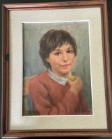 Gemälde Ölgemälde "Knabe mit Apfel" signiert M. Ferrali Bild
