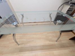 Glastisch mit Chrombeinen 160x90cm gebrauchter Zustand