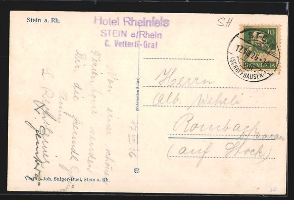 Ansichtskarten: Stein a. Rhein, Ortsansicht vom Ufer aus – Gebraucht aus Berlin von bartko-reher 1