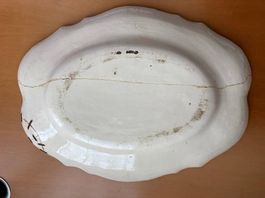 Antike ovale Servierplatte aus Steingut/Fayence