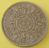 2 Shilling Münze - Tudor Rose - Grossbritannien 1957