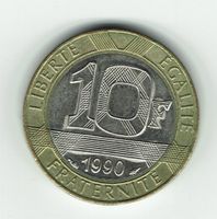 Münze 10 Francs Frankreich, 1990