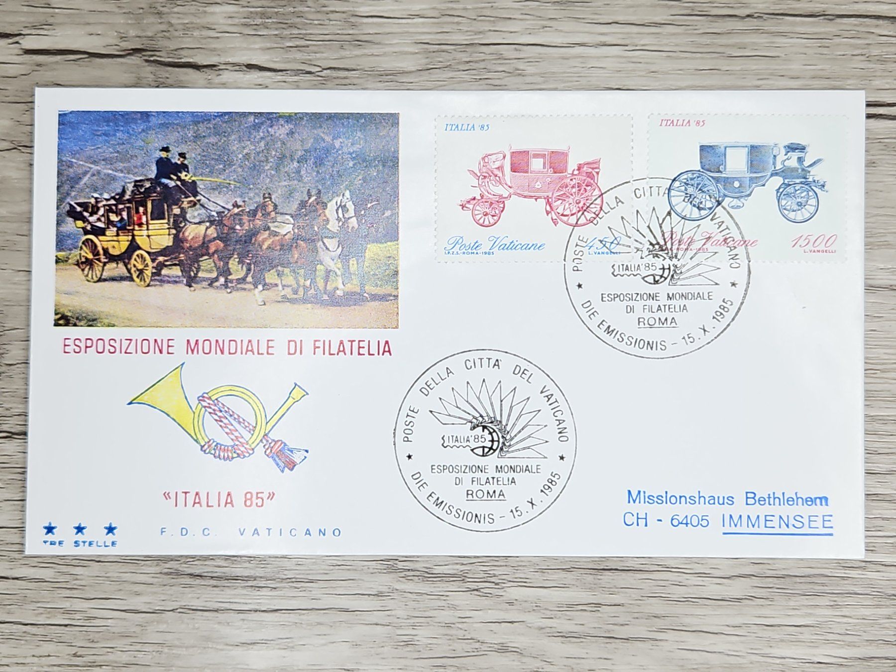 Tutti i francobolli: CL05 Enveloppe + Timbre Poste Vaticane 1985 – Usato da Cousset venduto da Patrick_Collections
