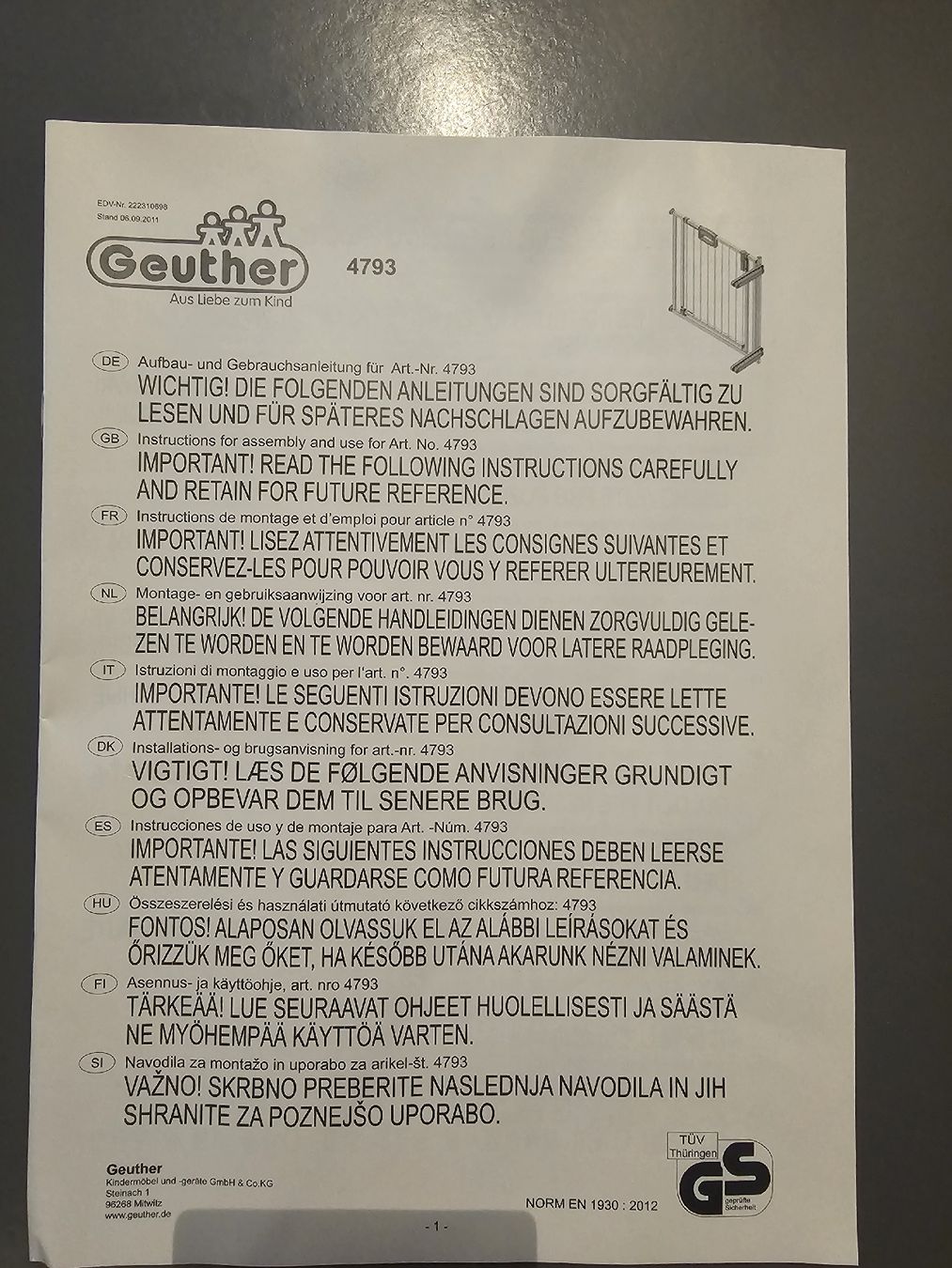 Tutto per la sicurezza: Geuther easy lock Türschutzgitter – Nuovo e nell'imballaggio originale da Zofingen venduto da alibaba04 1