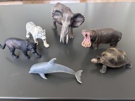 Set von 6 Tierfiguren Schleich bespielter Zustand