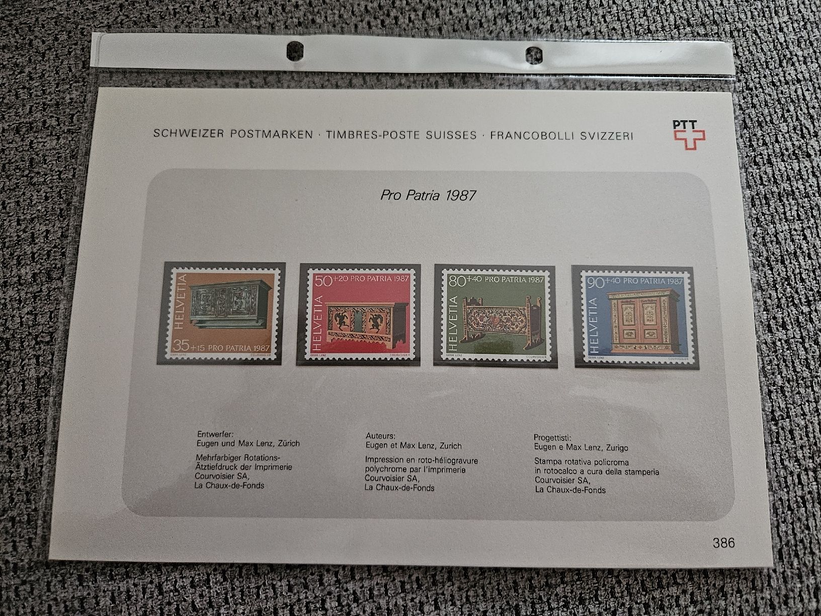 Tutti i francobolli: Schweizer Postmarken Helvetia Pro Patria 1987 – Nuovo e nell'imballaggio originale da Chur venduto da Kohla1980 2