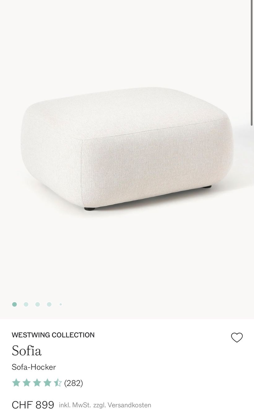 Westwing Sgabelli: Pouf / Hocker SOFIA in Cremeweiß (Westwing Collection) – Usato da Zürich venduto da sunnyytro 5