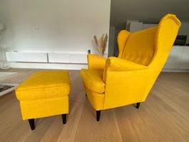 Ohrensessel mit Hocker gelb / ungebraucht