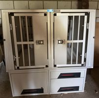 Hunde-Transportbox Doppelbox mit Schubladen WT- Metall