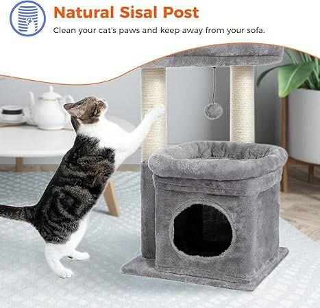 Tiragraffi: Kleiner Katzenbaum, mehrstöckiger Katzenturm , Grau – Nuovo e nell'imballaggio originale da Oberentfelden venduto da Sch_md58 2