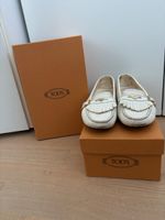 Original TOD’S Loafer / Mokassins mit Fransen – Weiß – Gr. 3