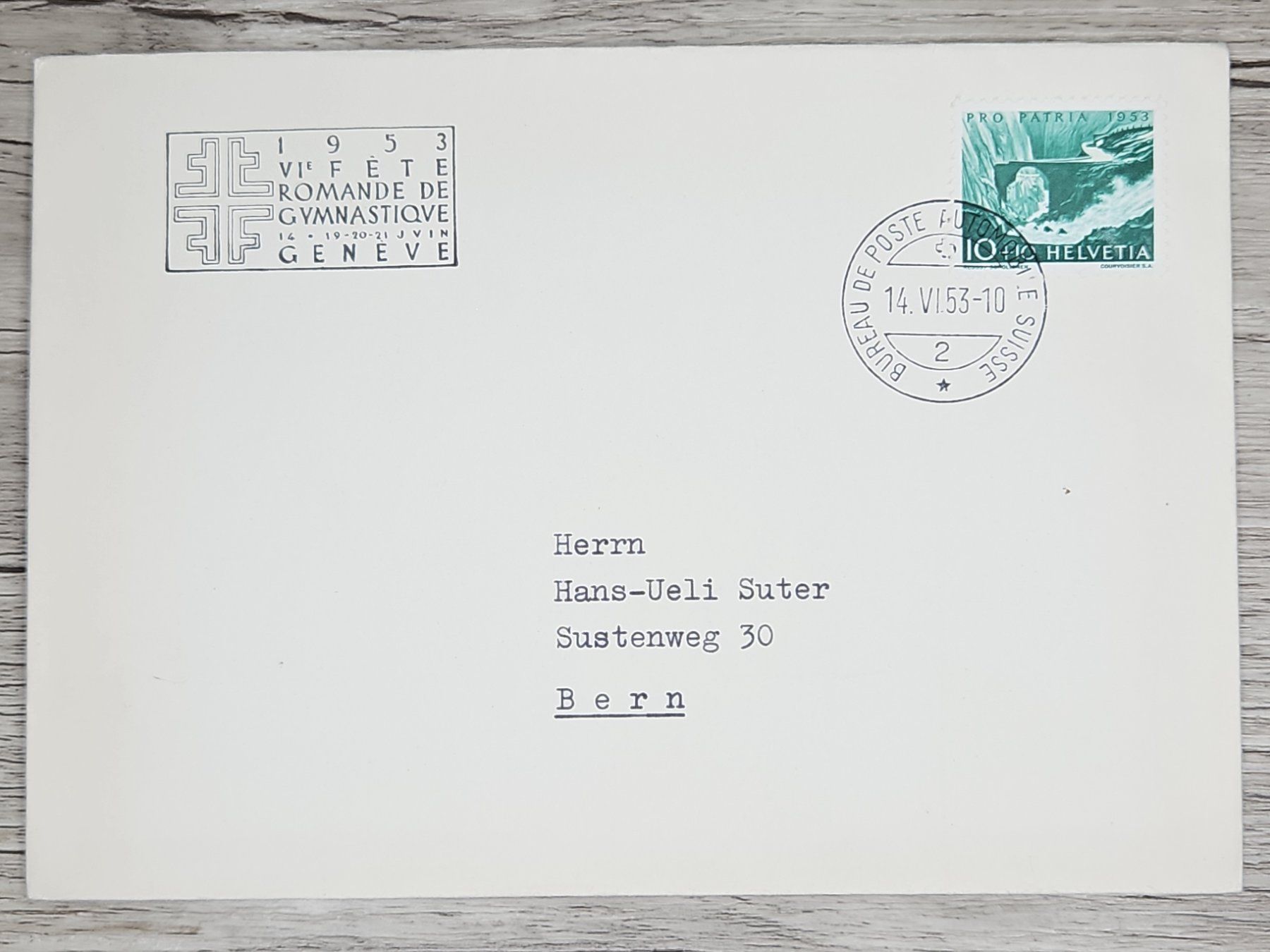 Tutti i francobolli: CL01 Enveloppe + Timbre Suisse 1953 – Usato da Cousset venduto da Patrick_Collections