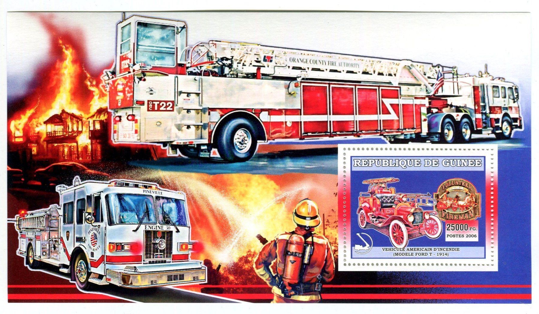 Alle Briefmarken: Block "Feuerwehr". Guinea. – Neu und originalverpackt aus Basel von Butsch5